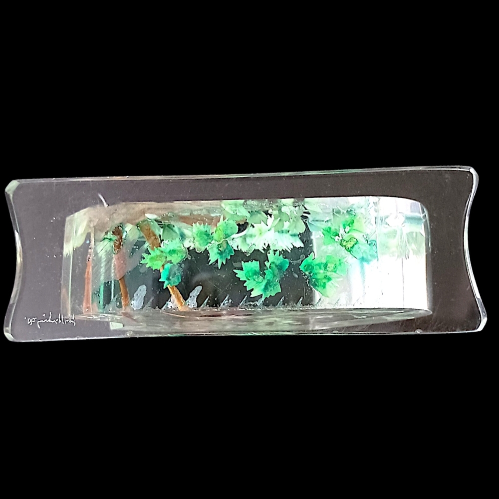 Vintage Lucite Owl Paperweight Sculpture Hand Painted Woodland Bird MCM Decor - Picture 8 of 16